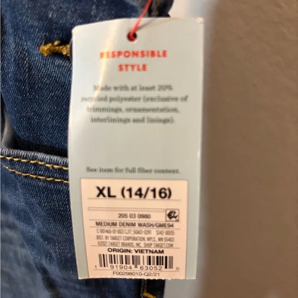 Cat & Jack Stretch Denim Classic Overalls Sz 14-16 New With Tags Girls - Picture 5 of 6